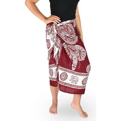Thajsko Sarong Pareo BUN hlava slona červená