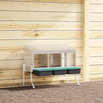 vidaXL Hnízdo pro slepice 3 hnízda s nohami, pozinkovaná ocel 9799.4104896