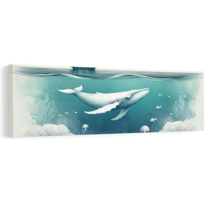 Obraz klidná velryba pod mořem - 90x30