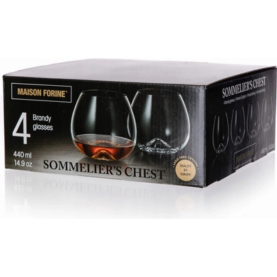 MAISON FORINE Sada pohárov na brandy SOMMELIER CHEST 4 x 440 ml