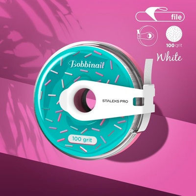 STALEKS Самозалепващ се сменяем файл-лента papmAm бяла Expert 100 грит в пластмасова поничка (AT-100w)