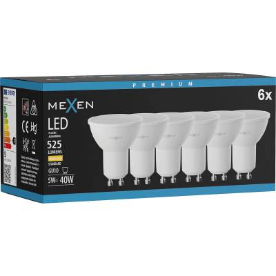 Mexen Nova 6x LED крушка GU10, 5W, Топла - 3000K, 525 lm - L107-GU10-0530-01x06 (L107-GU10-0530-01x06)