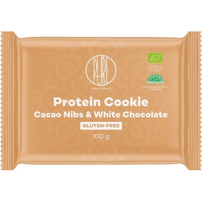BrainMax Pure Protein Cookie Kakaové bôby & Biela čokoláda BIO 100 g