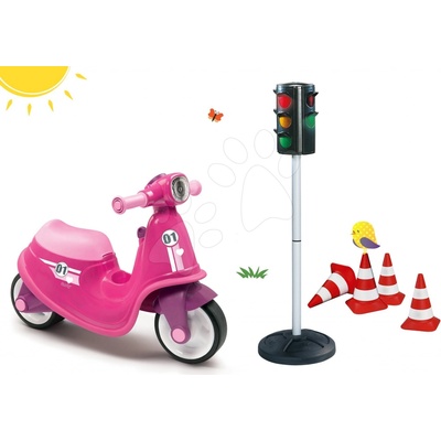Smoby set Scooter Pink s gumovými koly a semafor se silničními kužely 721002-7