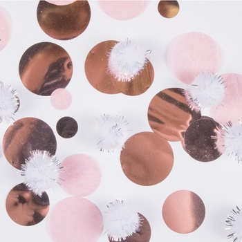 Amscan Konfety ružovozlaté s plyšovými pompomami