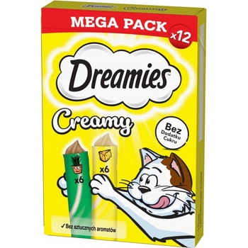 Dreamies Creamy so syrom a mačacou mätou 12 x 10 g