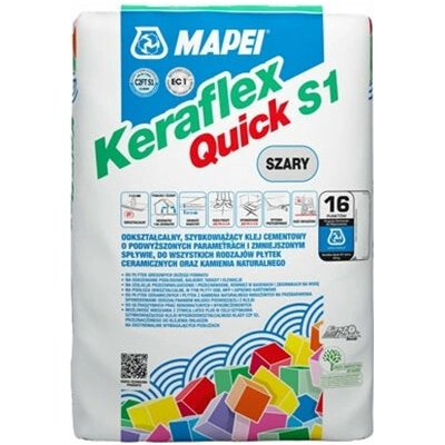 MAPEI Keraflex Quick S1 rychletvrdnoucí cementové lepidlo na dlažbu a obklad 23 kg Šedá