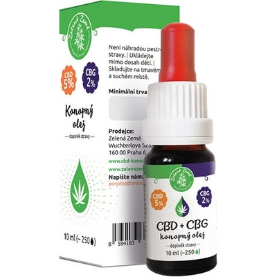 Zelená Země Konopný olej CBD 5% CBG 2% 10 ml