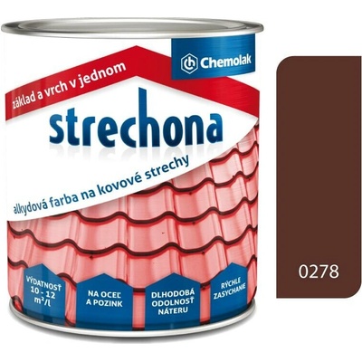 CHEMOLAK STRECHONA ALKYDOVÁ FARBA NA KOVOVÉ STRECHY 0278 HNEDÁ 10KG