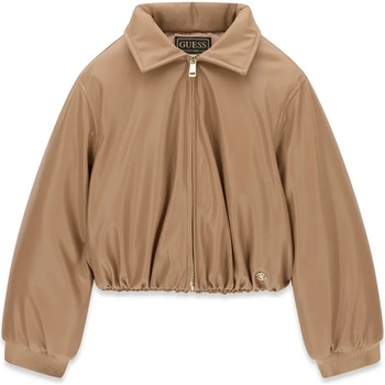 GUESS Кожено кафяво яке бомбър за момиче с цип Guess(Top model 2026)