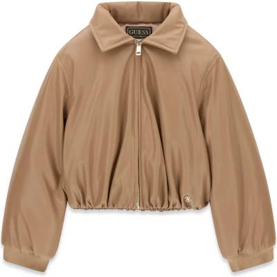 GUESS Кожено кафяво яке бомбър за момиче с цип Guess(Top model 2026)