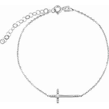 Silvego Strieborný náramok Simon s krížikom a Brilliance Zirconia PRG0136BS