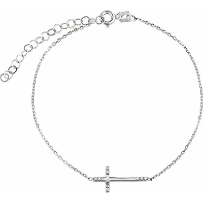 Silvego Strieborný náramok Simon s krížikom a Brilliance Zirconia PRG0136BS