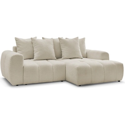 Bobochic Бежов разтегателен ъглов диван с място за съхранение от букле (десен ъгъл) Roxelane - Bobochic Paris (108363)