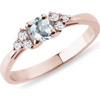 Klenota prsten z růžového zlata s akvamarínem a diamanty k0109134