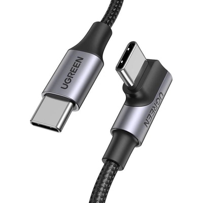 Ugreen US334 USB-C na USB-C, úhlový, 5A, PD 100W, 2m, černý