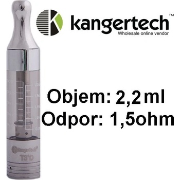 Kangertech T3D clearomizer 1,5ohm čierny 2,2ml