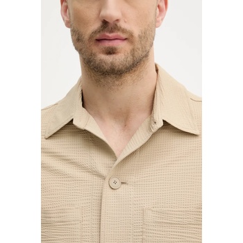 HUGO BOSS Риза boss мъжка в бежово със стандартна кройка с класическа яка 50540695 (50540695)