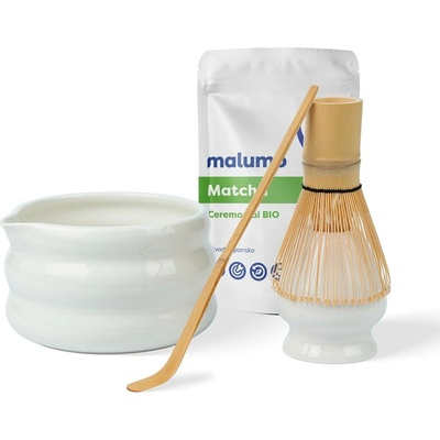 Malumo Matcha set bílý Matcha set s Ceremonial Matchou 30 g