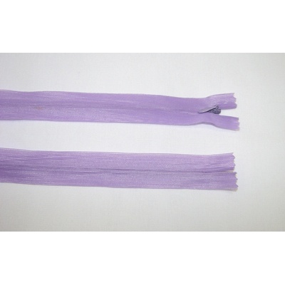 Zips krytý 3mm fialová nedeliteľný 50cm dederon