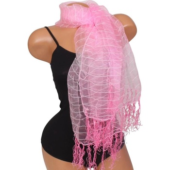 Моден дамски шал от тюл в розово