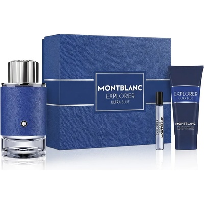 Mont Blanc Explorer Ultra Blue комплект за мъже Eau de Parfum 100 ml + Eau de Parfum 7, 5 ml + Душ гел опция Синя опаковка със синя линия
