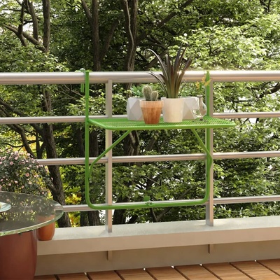 vidaXL Балконска масичка, зелена, 60x40 см, стомана (340918)