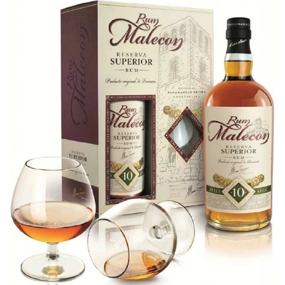 Malecon 10y 40% 0,7 l (dárčekové balenie 2 poháre)