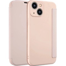 Pouzdro AppleKing peněženkové ze silikonu a PU kůže iPhone 15 - růžové