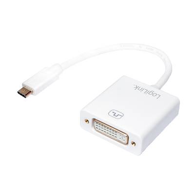 Адаптер LogiLink USB 3.2 Gen1 Type-C, C/M DVI-D/F, 1080p, бял, 0, 14 м