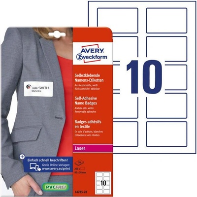 Samolepiace menovky Avery na textil 80x50mm