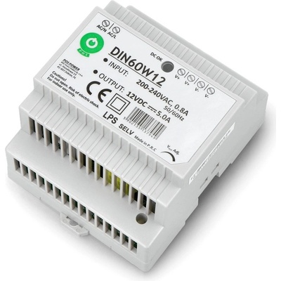 POS, Napájecí zdroj na DIN lištu 60W 12V, DIN60W12