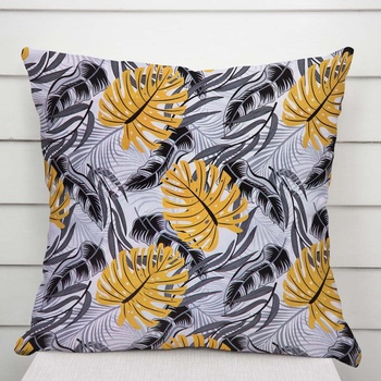 Biante Sandra SA-177 Okrové a sivé tropické listy 50 x 60 cm