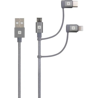 SKROSS Кабел Skross 3 в 1, USB-A - USB-C/ Lightning/ Micro USB , Метална оплетка, 1.2 м (SKROSS-SKCA00143-1120CN)