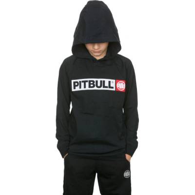 PitBull West Coast dětské LS triko s kapucí Hilltop černé
