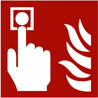 Značka Požiarny alarm, ISO 7010, samolepka, luminiscenčná, 150 x 150 mm, 10 ks