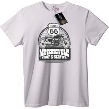 NOONEBRAND Тениска Мотосервиз Route 66 - 2XL, White