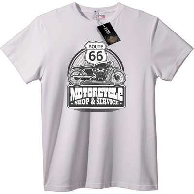 NOONEBRAND Тениска Мотосервиз Route 66 - 2XL, White