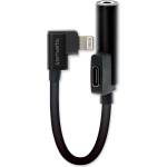 4smarts SoundSplit Angled Lightning to Lightning & 3.5mm Audio Splitter - Lightning адаптер към 3.5 аудио изход и Lightning изход (12см) (черен) (4S468640)