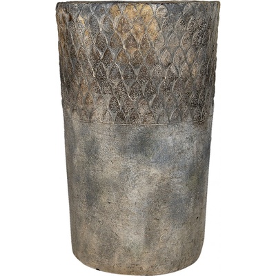 Clayre & Eef Šedý antik cementový vysoký květináč 24x39 cm