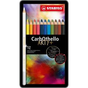 STABILO Комплект пастелни моливи, Stabilo, CarbOthello метална кутия ST1412-6, 12 цвята (ST1412-6)
