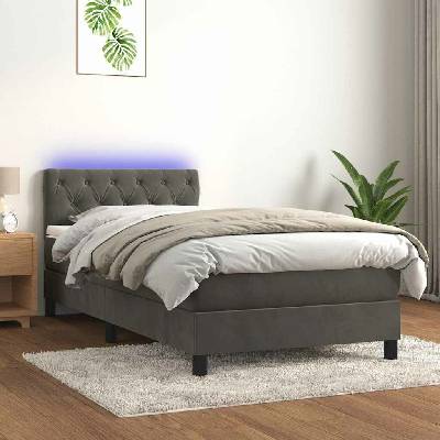 vidaXL 3134550 Boxspring postel s matrací a LED samet / barva Tmavě šedá