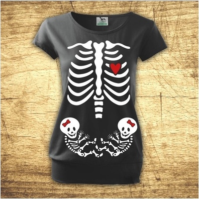 Bezvatriko tričko pro těhotné maminky Kostřičky dvojčátka černá – Zboží Dáma