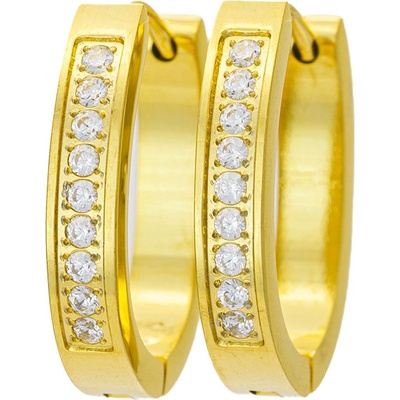 BRUNOshop.cz Oválné náušnice kroužky s kamínky gold S4422
