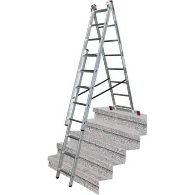 KRAUSE Трираменна алуминиева стълба със стълбищна функция KRAUSE CORDA 3x8 (05033383)