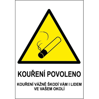 Walteco Kouření povoleno, Kouření vážně škodí 148x210mm, formát A5, samolepka , 20088