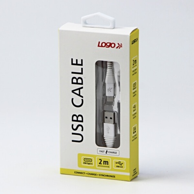 Logo KUAHCTL20TBL USB (2.0), USB A M- USB Cm, 480 Mb/s, 5V/3A, 2m, bílý