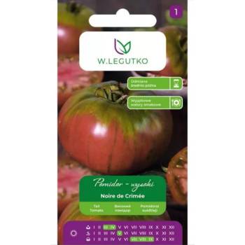W. Legutko Noire de Crimée висок домат - кръгъл, кафяв плод