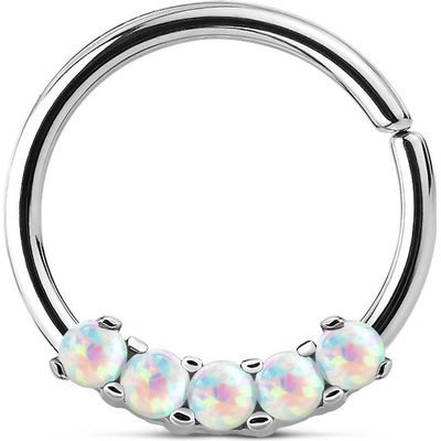 Šperky4U piercing do nosu ucha kruh s bílými opály N01167-W