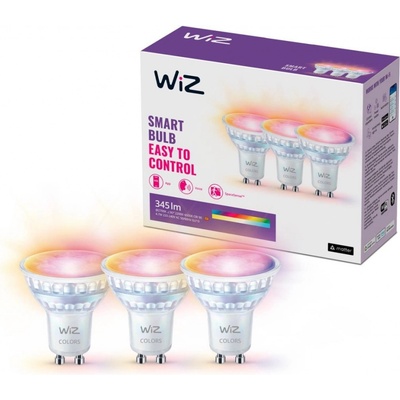 WiZ SET 3x LED skleněná žárovka GU10 4,7W 400lm 2200-6500K RGB IP20, stmívatelná